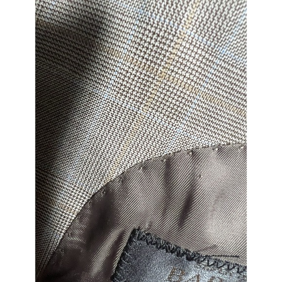 44 L Baroni 100% Wool Men Tan glen Plaid Jacket Light Academic Subtle Luxury - Picture 10 of 10